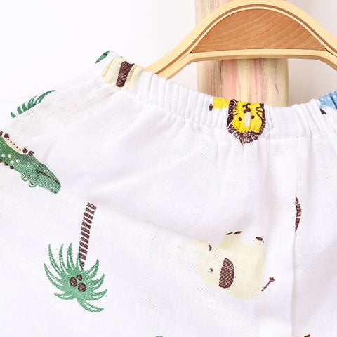 Kids Organic Cotton Muslin Co-Ord Set | Shirt & Shorts | Lion