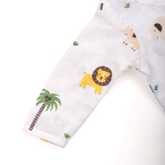 Baby Unisex Organic Cotton Muslin Full Sleeves Jhabla | Lion, Whale | Pack of 2