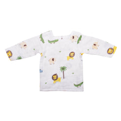 Baby Unisex Organic Cotton Muslin Full Sleeves Jhabla | Lion, Whale | Pack of 2