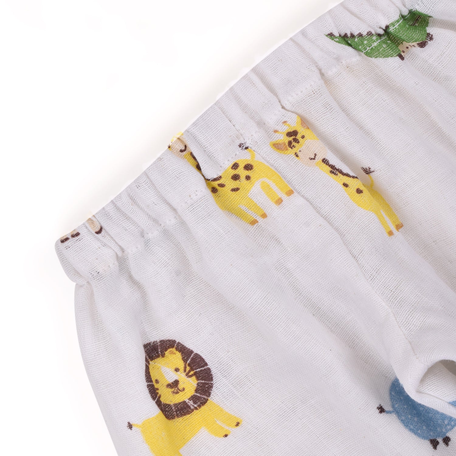 Moms Home Baby Unisex Organic Cotton Muslin Full Sleeves Jhabla & Payjama- Lion - Set of 1