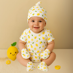 Organic Cotton Baby Essentials Gift Set | Baby Shower Gift Hamper | Baby Clothing Gift Combo | Lemon | Pack of 7