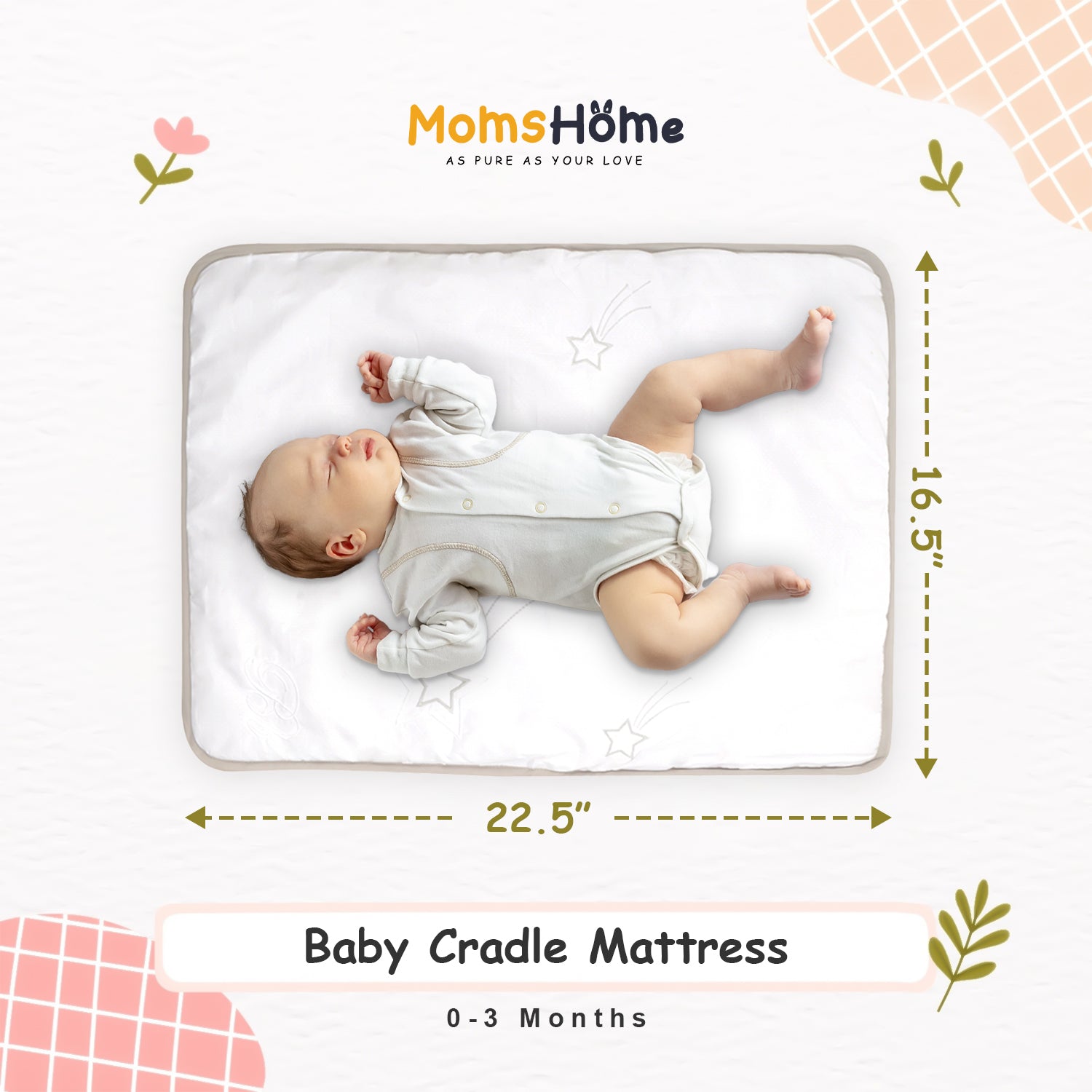 Baby Cradle Mattress (Natural, 0-3Months)