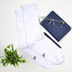 Footprints Men's Formal Organic Cotton & Bamboo Odour free Socks White Pack Of 3