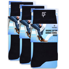 Footprints Men's Formal Organic Cotton & Bamboo Odour free Socks Black