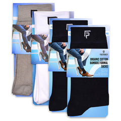 Footprints Men's Formal Organic Cotton & Bamboo Odour free Socks | Pack of 4