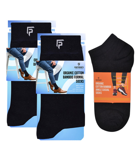 FOOTPRINTS Unisex Solid Cotton Ankle-Length Socks -Pack Of 3