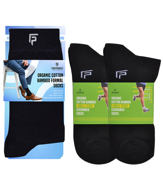 FOOTPRINTS Unisex Solid Cotton Ankle Terry & Formal-Length Socks -Pack Of 3