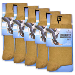 Footprints Men's Formal Organic Cotton & Bamboo Odour free Socks Khaki