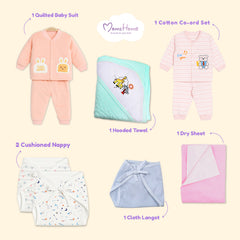 Winter Hospital Kit For Newborn Baby | New Born Baby Essentials Gift Combo | 20 Items | 0-6 Months | Mixed Design