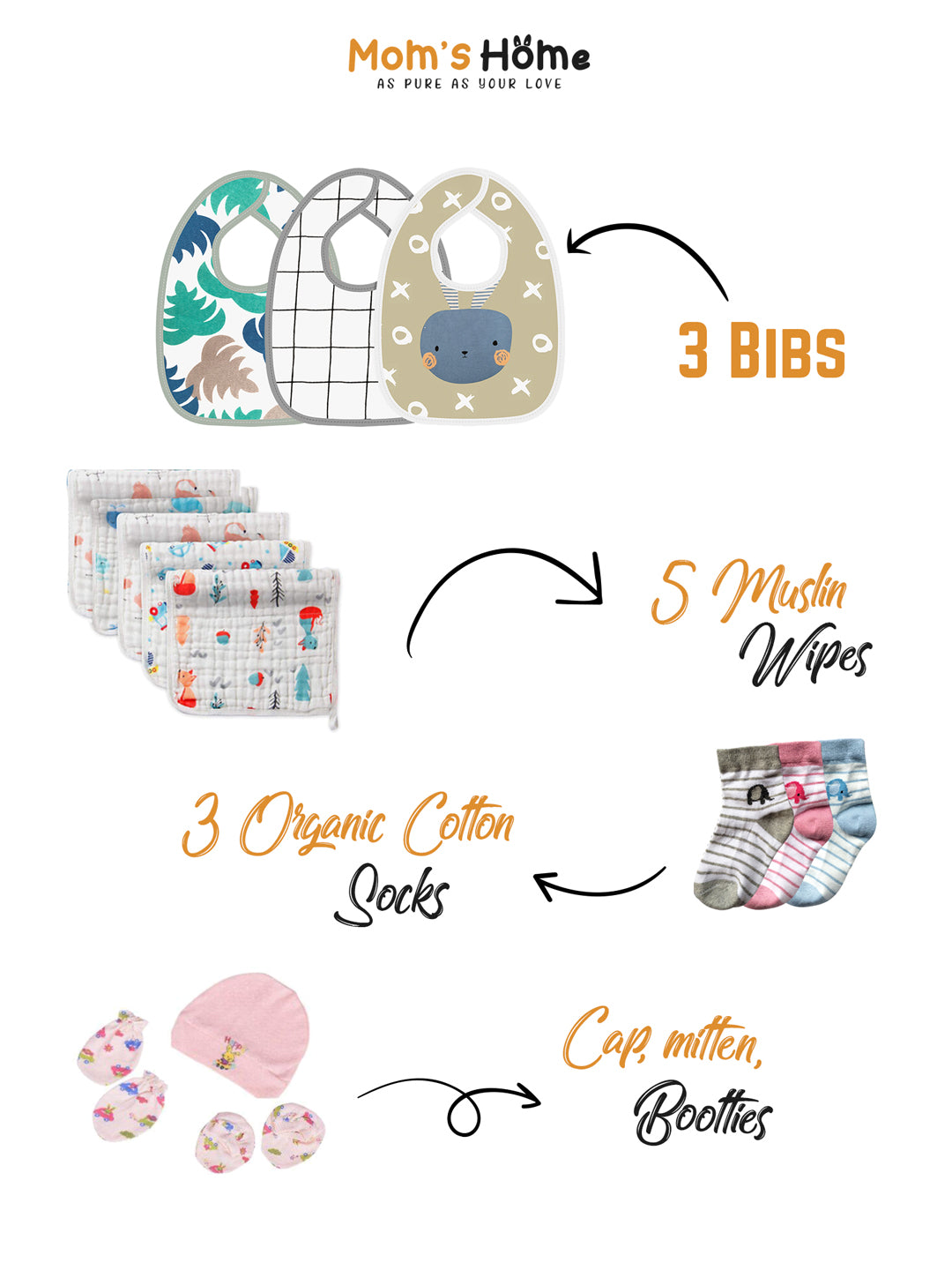 Moms Home Infants Printed Pure Organic Cotton Baby Apparel Gift Set - 18 Items