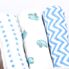 Baby Organic Cotton Muslin Cloth Swaddle - 0-12 Months - 100x100 cm  - Pack of 3