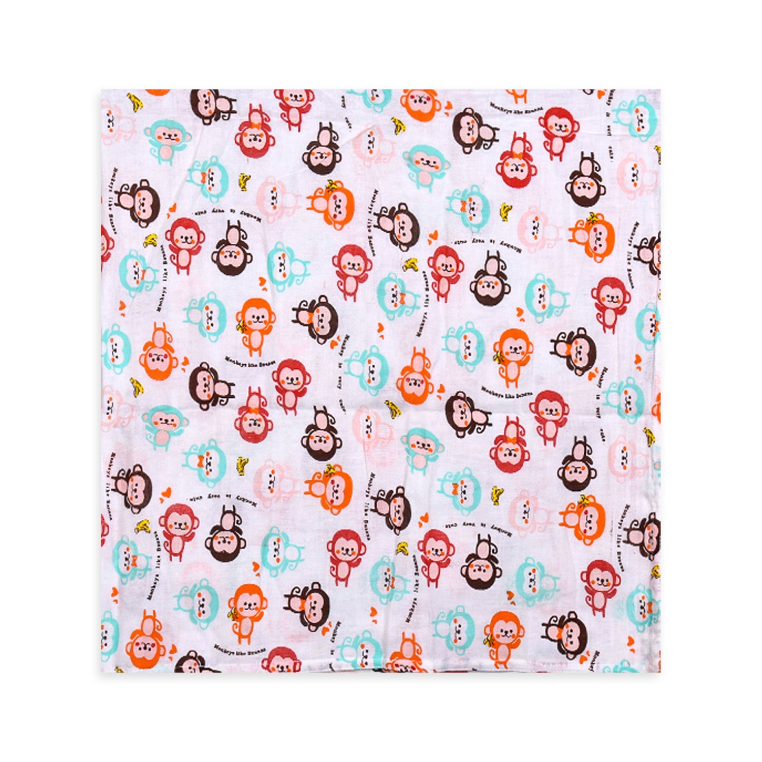Baby Organic cotton muslin swaddle Wrap - 100x100 CM - Pack Of 1 Monkey