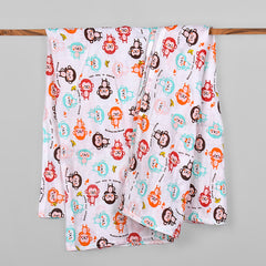 Baby Organic cotton muslin swaddle Wrap - 100x100 CM - Pack Of 1 Monkey