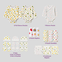 Moms Home Infant Kids Multi-Coloured  Printed Organic Cotton 21-Piece Baby Apparel Gift Set