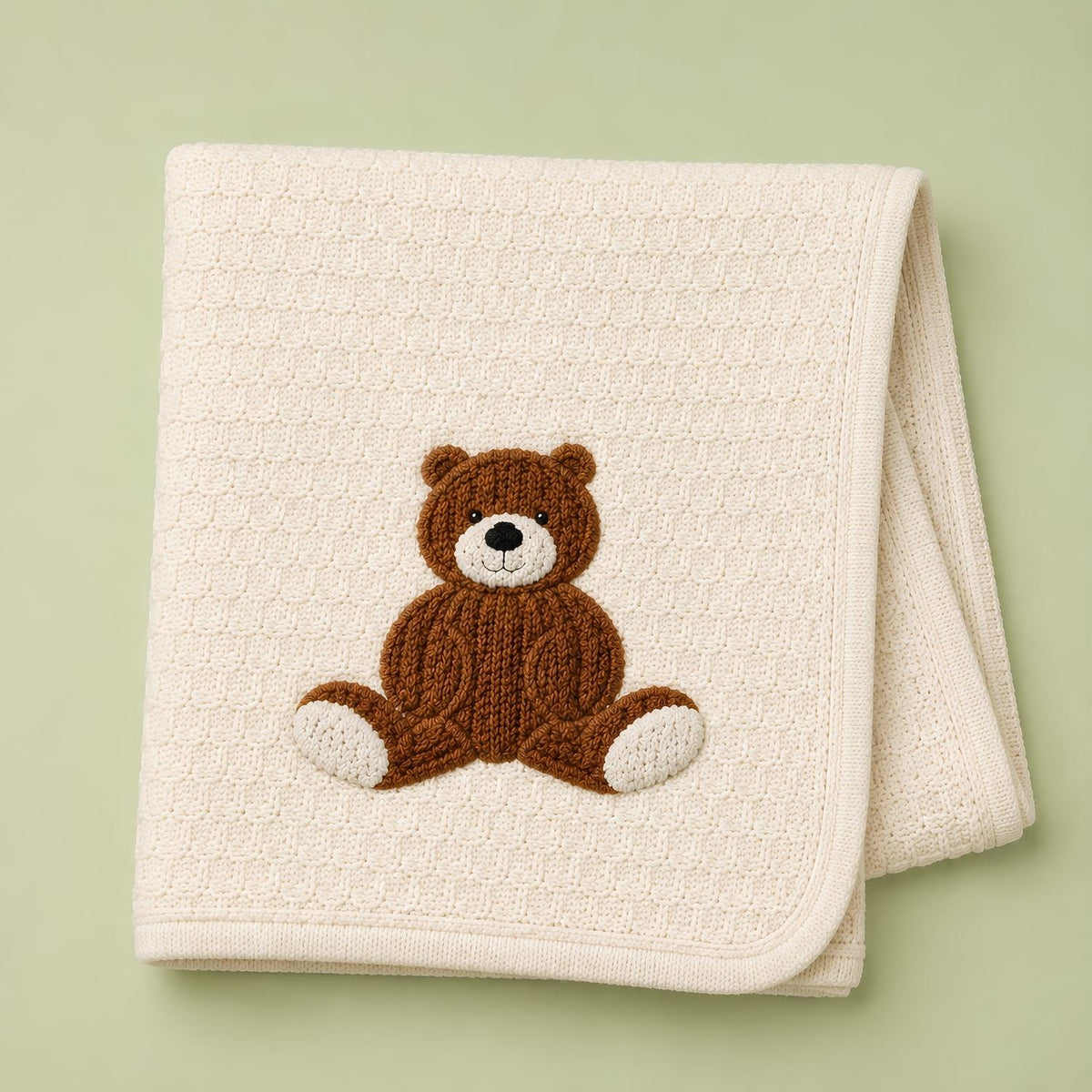 Cotton Knitted Baby Blanket | Soft Baby Blanket | 80x100 CM | Bear