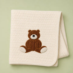 Cotton Knitted Baby Blanket | Soft Baby Blanket | 80x100 CM | Bear