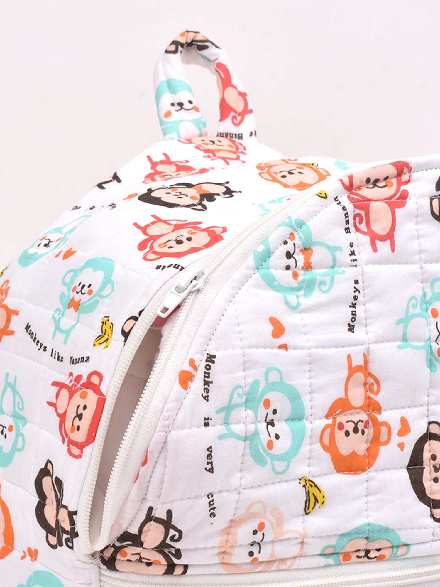 Baby Organic Cotton Muslin Travel Bag- Diaper Multipurpose Carry bags for Mothers- Monkey