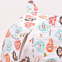 Baby Organic Cotton Muslin Travel Bag- Diaper Multipurpose Carry bags for Mothers- Monkey