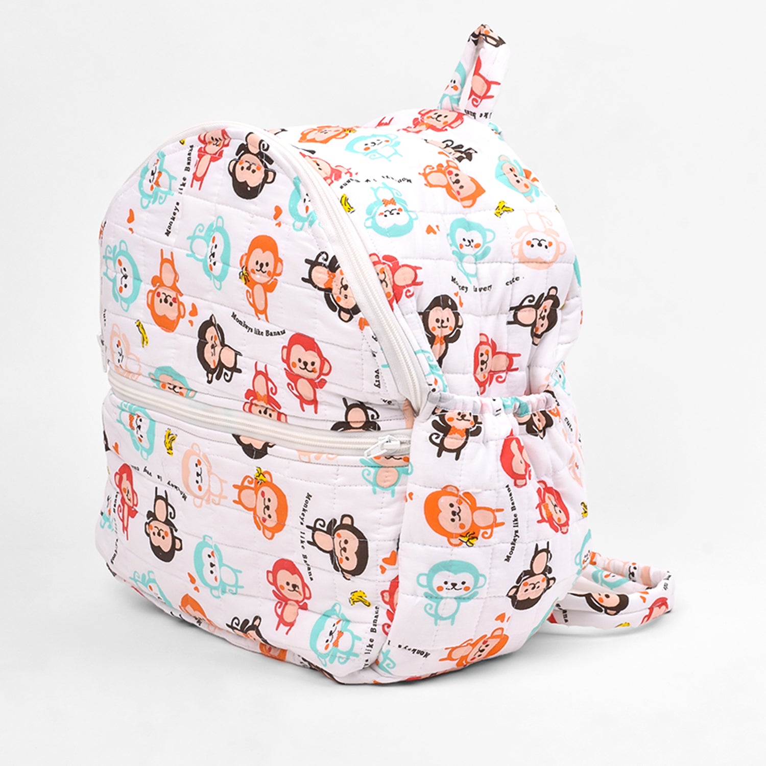 Baby Organic Cotton Muslin Travel Bag- Diaper Multipurpose Carry bags for Mothers- Monkey