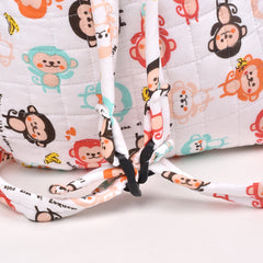 Baby Organic Cotton Muslin Travel Bag- Diaper Multipurpose Carry bags for Mothers- Monkey