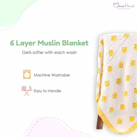 Organic Cotton 6 Layer Muslin Blanket | Super Soft Cotton Kids Blanket | 140X200 CM | 5-15 Years | Pack of 1