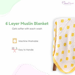 Baby Muslin 6 Layer Wash Towel- 100X100 CM - (0-3 Years) Pack Of 1 Strawberry2 Design