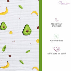 Baby Muslin 6 Layer Wash Towel- 100X100 CM - (0-3 Years) Pack Of 1 Strawberry2 Design