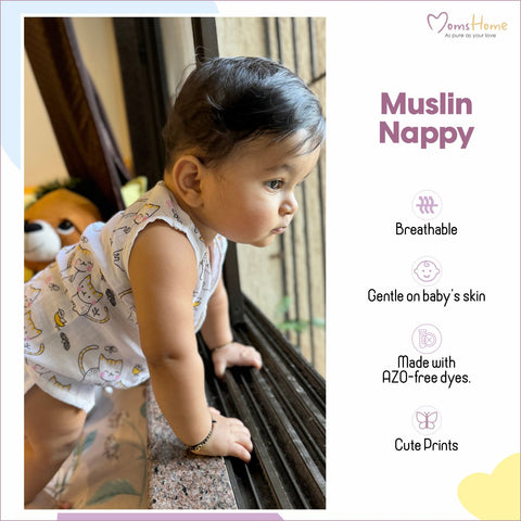 Baby Printed Muslin Nappies | Mixed Design | Buy 3 Get 3 Free