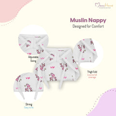 Organic Cotton Baby Muslin Nappies | Pack of 3 | Mix Design