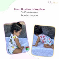 Organic Cotton Baby Muslin Nappies | Pack of 3 | Mix Design