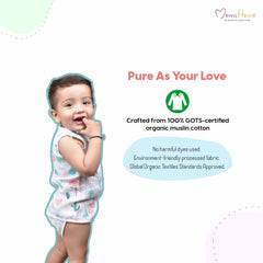 Organic Cotton Baby Muslin Nappies | Pack of 3 | Mix Design