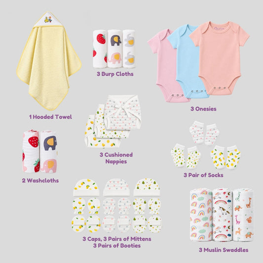 New Born Baby Essentials Gift Combo Box  0-6 Months - 27 Items