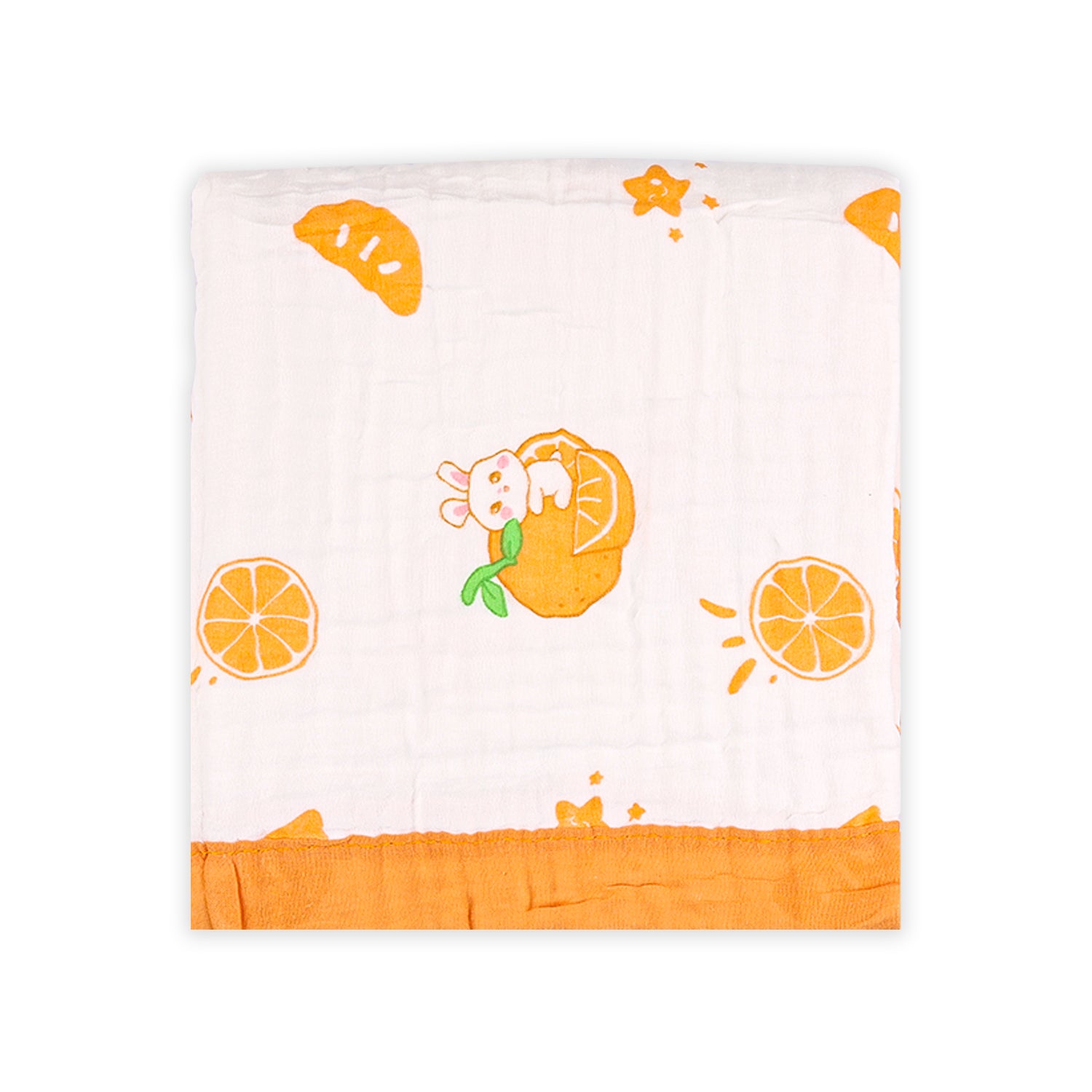 Baby Muslin 6 Layer Muslin blanket Cum Towel- 100X100 CM | 0-3 Years | Orange