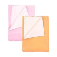 Baby Waterproof Protector Dry Sheet for new born - Medium- Pack of 2 ( 70x100 cm ) Pink and Orange