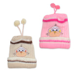 Baby Unisex Woolen Caps | Brown & Pink | Monkey | Pack Of 2