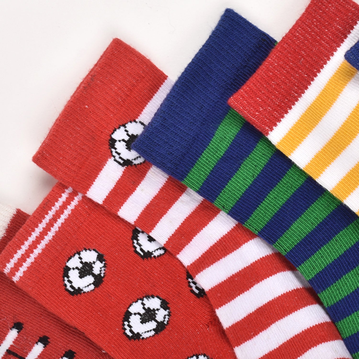 Footprints Super Soft Organic Cotton Kids  Socks | Red Baseball & Colorfull Stripes |12-24 Months| Pack of 6