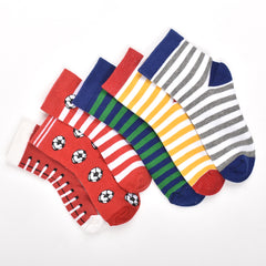 Footprints Super Soft Organic Cotton Kids  Socks | Red Baseball & Colorfull Stripes |12-24 Months| Pack of 6