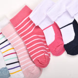 Footprints Super Soft Organic Cotton Kids Socks| Stripe, Fold Socks | 6-12 Months | Pack of 7