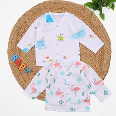 Baby Unisex Organic Cotton Muslin Full Sleeves Jhabla | Whale, Flamingo | Pack of 2
