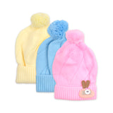 Baby Unisex Woolen Caps | Bear |Multicolor | Pack Of 3