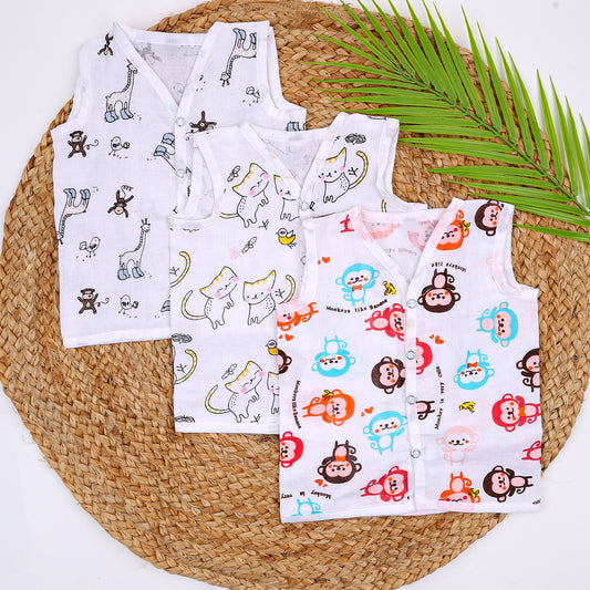 Baby Unisex Organic Cotton Muslin Jabla | Jungle, Monkey, Cat | Pack of 3