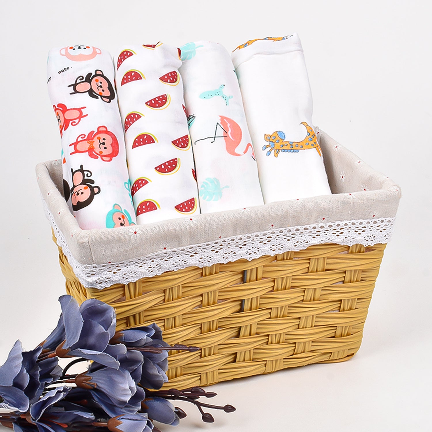Baby Muslin Swaddle -100x100 cm - Pack of 4 - Animal