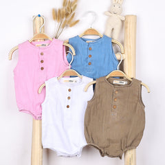 Baby Organic Cotton Onesie | White, Pink , Blue , Light Brown | Pack of 4