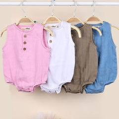 Baby Organic Cotton Onesie | White, Pink , Blue , Light Brown | Pack of 4