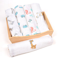 Baby Muslin Swaddle -100x100 cm - Pack of 4 - Animal