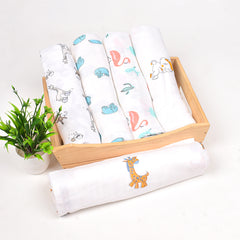 Baby Muslin Swaddle -100x100 cm - Pack of 4 - Animal