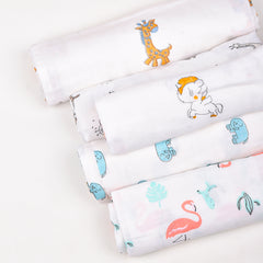 Baby Muslin Swaddle -100x100 cm - Pack of 4 - Animal