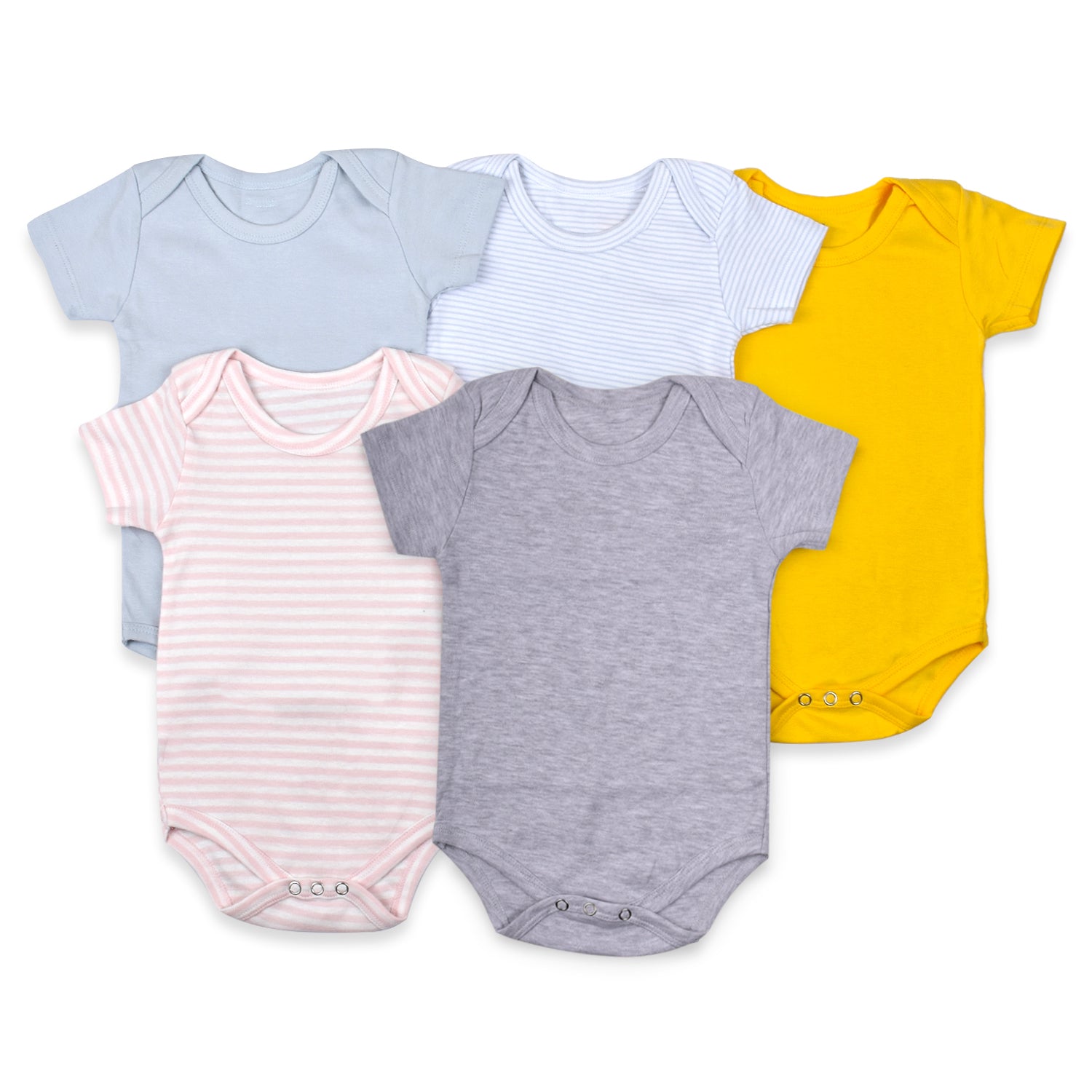 Baby Soft Organic cotton Unisex New Born  Onesie Pack of 5 Mix designs- 0-3 Months