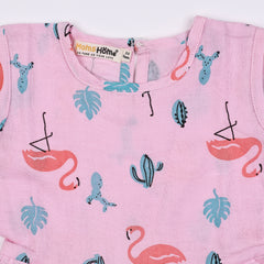 Baby Girl Organic Cotton Sleeveless Frock | Pink Flamingo