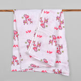 Baby Muslin Swaddle - 100x100 CM - Pack Of 1 Pink Girrafe